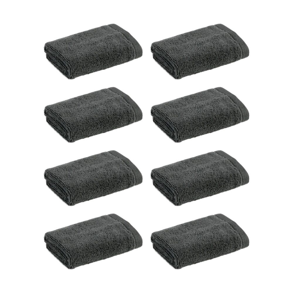 8PK Christy Cirrus Face Washer Combed Cotton 450GSM Fast Drying Charcoal