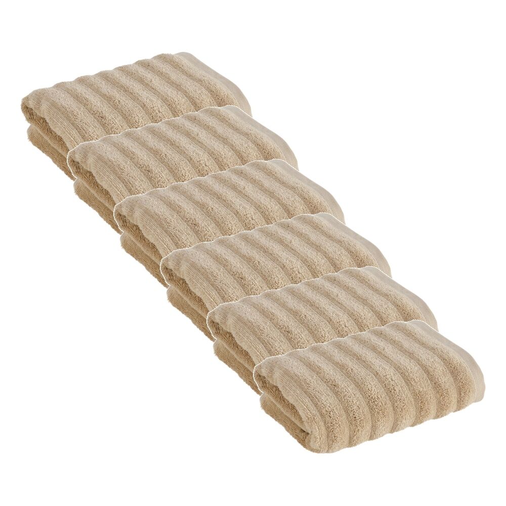 6x Christy Kensington Bathroom King Hand Towel Cotton 90x50 cm Sand Mushroom