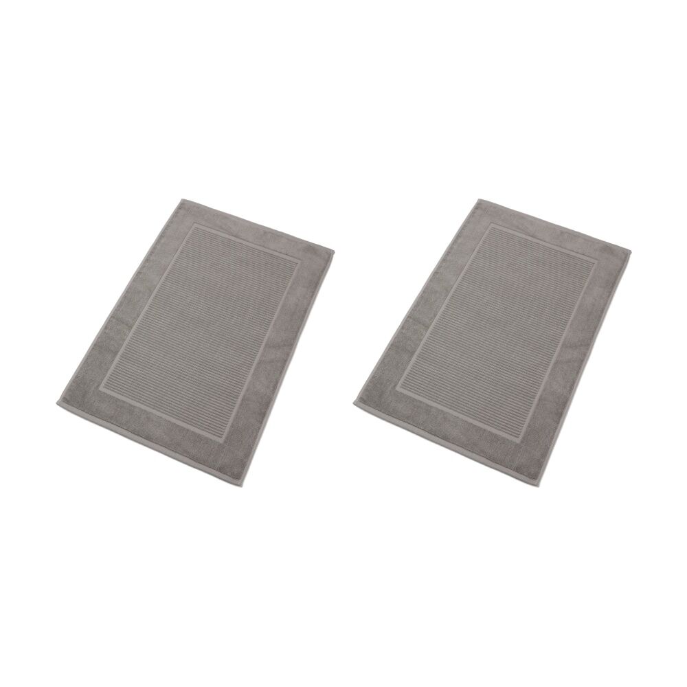 2PK Christy Sovereign Bath Mat Combed Cotton 1000GSM Plush Luxurious Silver