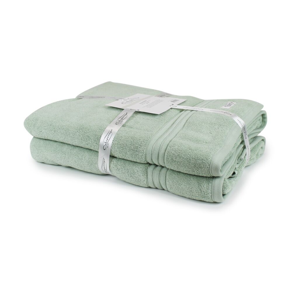 2pc Onkaparinga Flinders Cotton Bath Sheet Set 600GSM Towel Eucalyptus