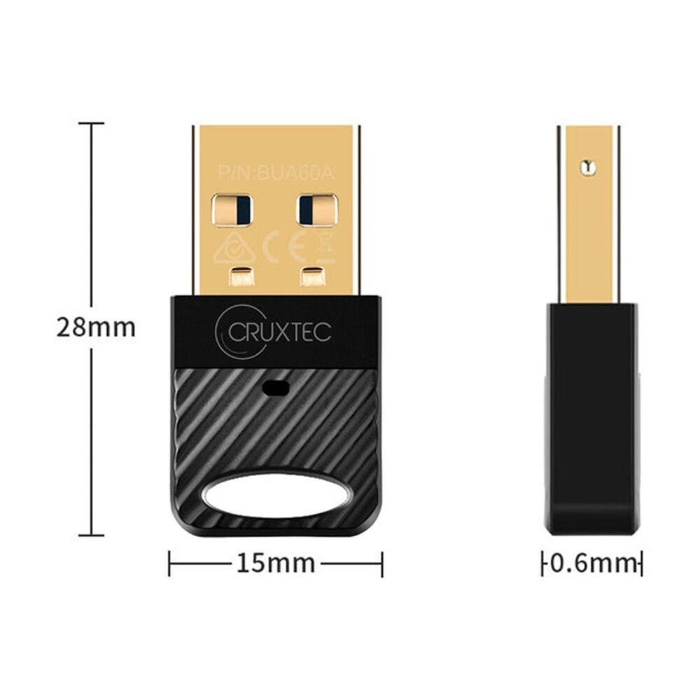 Cruxtec Bluetooth 6.0 USB Adapter Black Type-A Compact Design