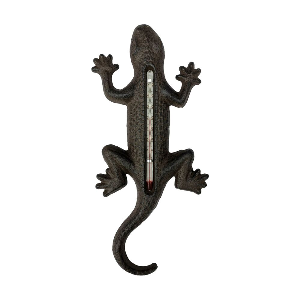4PK Bronrob Decorative Outdoor/Garden Cast Iron Gecko Thermometer 23.5x23.5x1cm