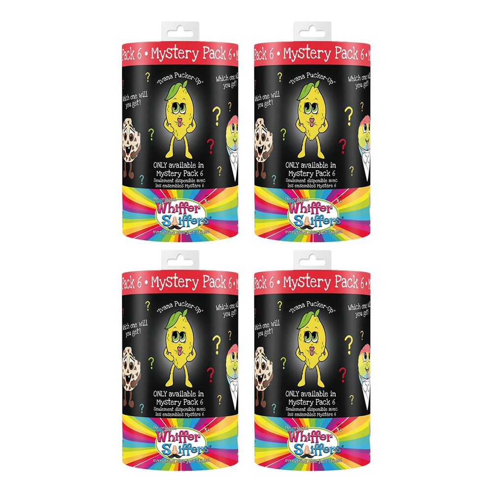 4x Whiffer Sniffers Mystery Pack 6 Scented Backpack Clip Assorted