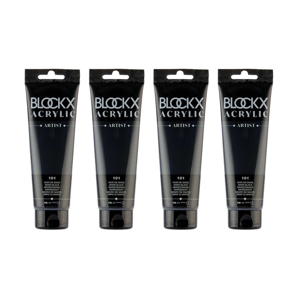 4PK Blockx Acrylic Mars 120ml Paint Tube Art/Craft - Black