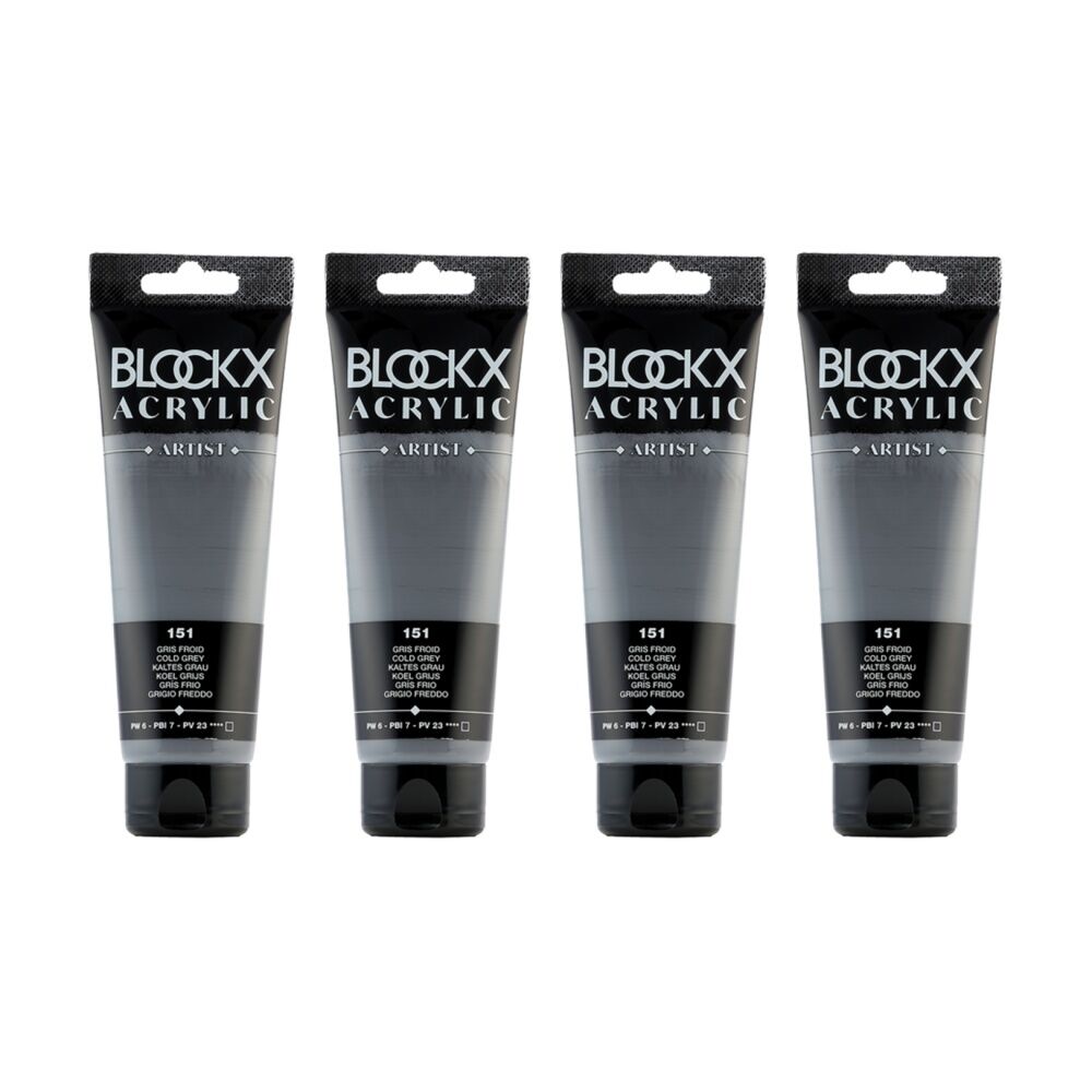 4PK Blockx Acrylic 120ml Paint Tube Art/Craft - Cold Grey