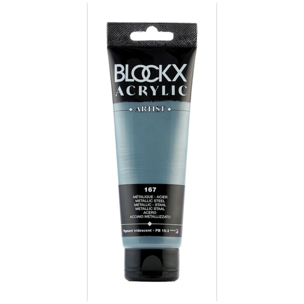 4PK Blockx Acrylic 120ml Paint Tube Art/Craft - MetallicSteel