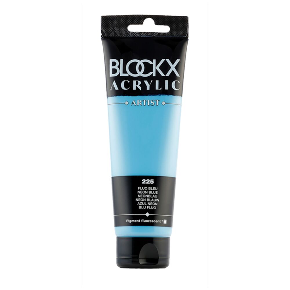 2PK Blockx Acrylic 120ml Paint Tube Art/Craft - Fluorescent Blue