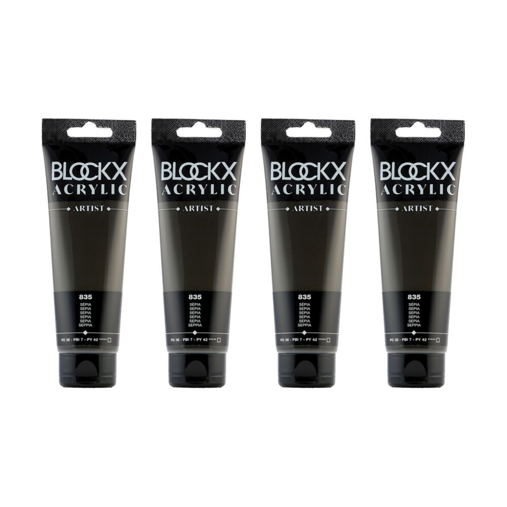 4PK Blockx Acrylic 120ml Professional Paint Tube Art/Craft - Sepia