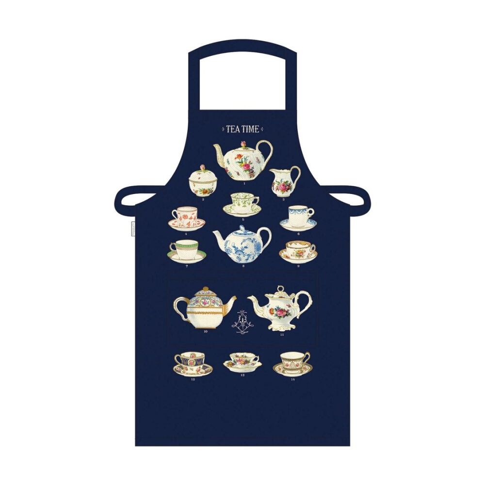 Cavallini Apron Tea Time Cotton Adjustable Straps Spacious Pocket 48x80cm