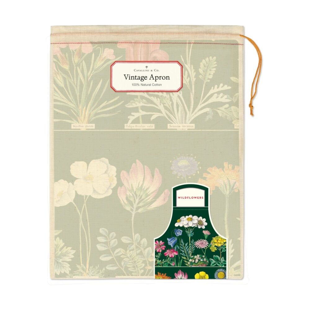 Cavallini Apron Cotton Adjustable Fit & Front Pocket Kitchen Wear Wildflowers