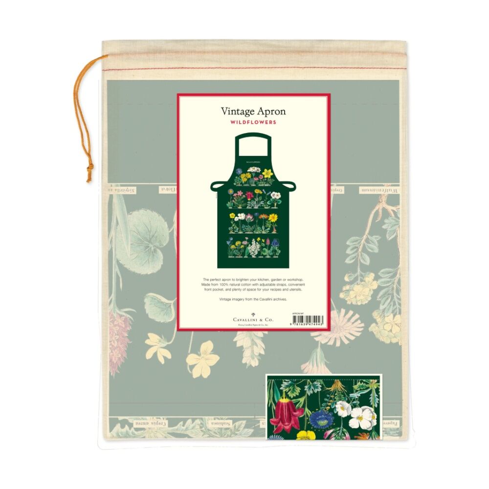 Cavallini Apron Cotton Adjustable Fit & Front Pocket Kitchen Wear Wildflowers