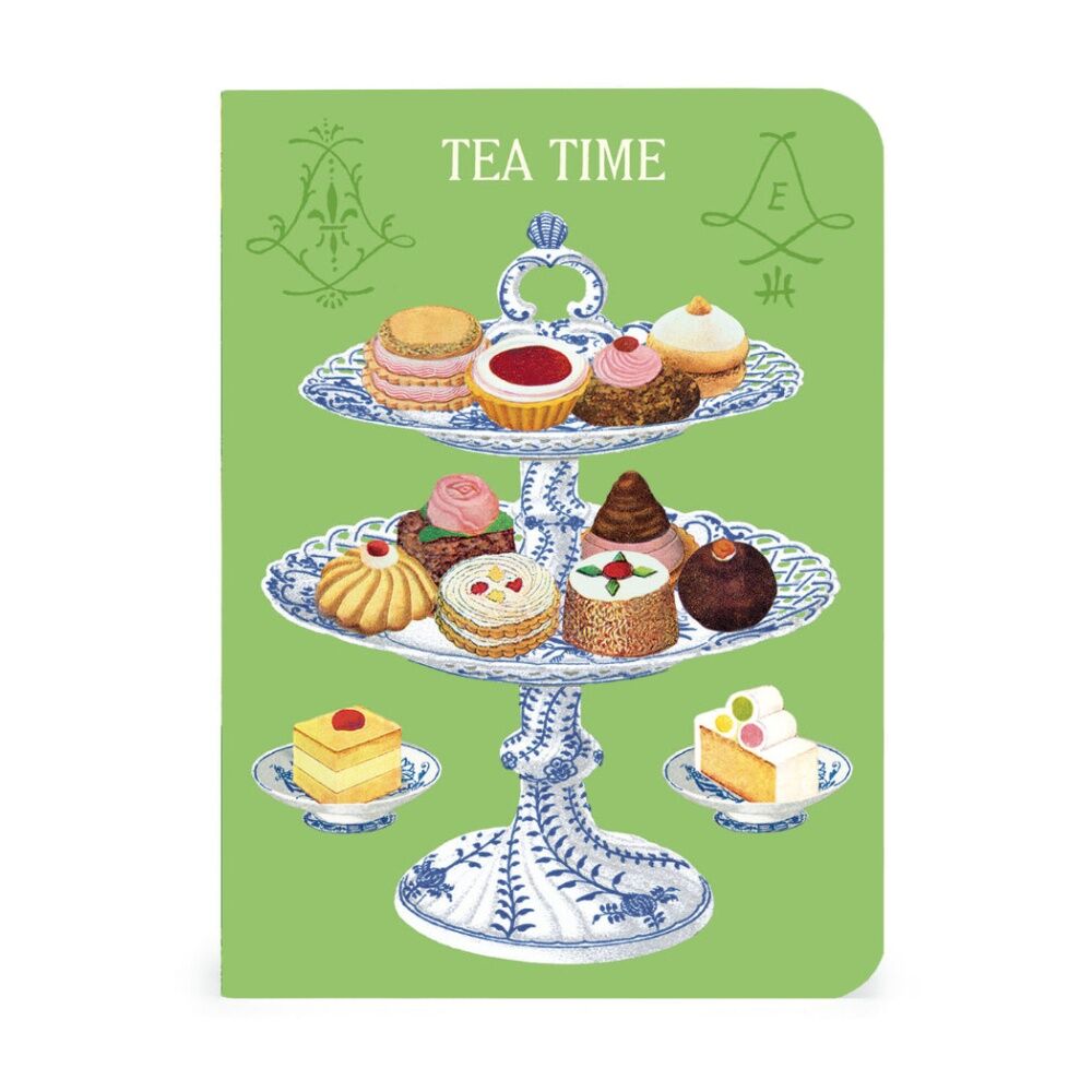 3pc Cavallini Tea Time Notebook Mini Set Vintage Artwork Stationary