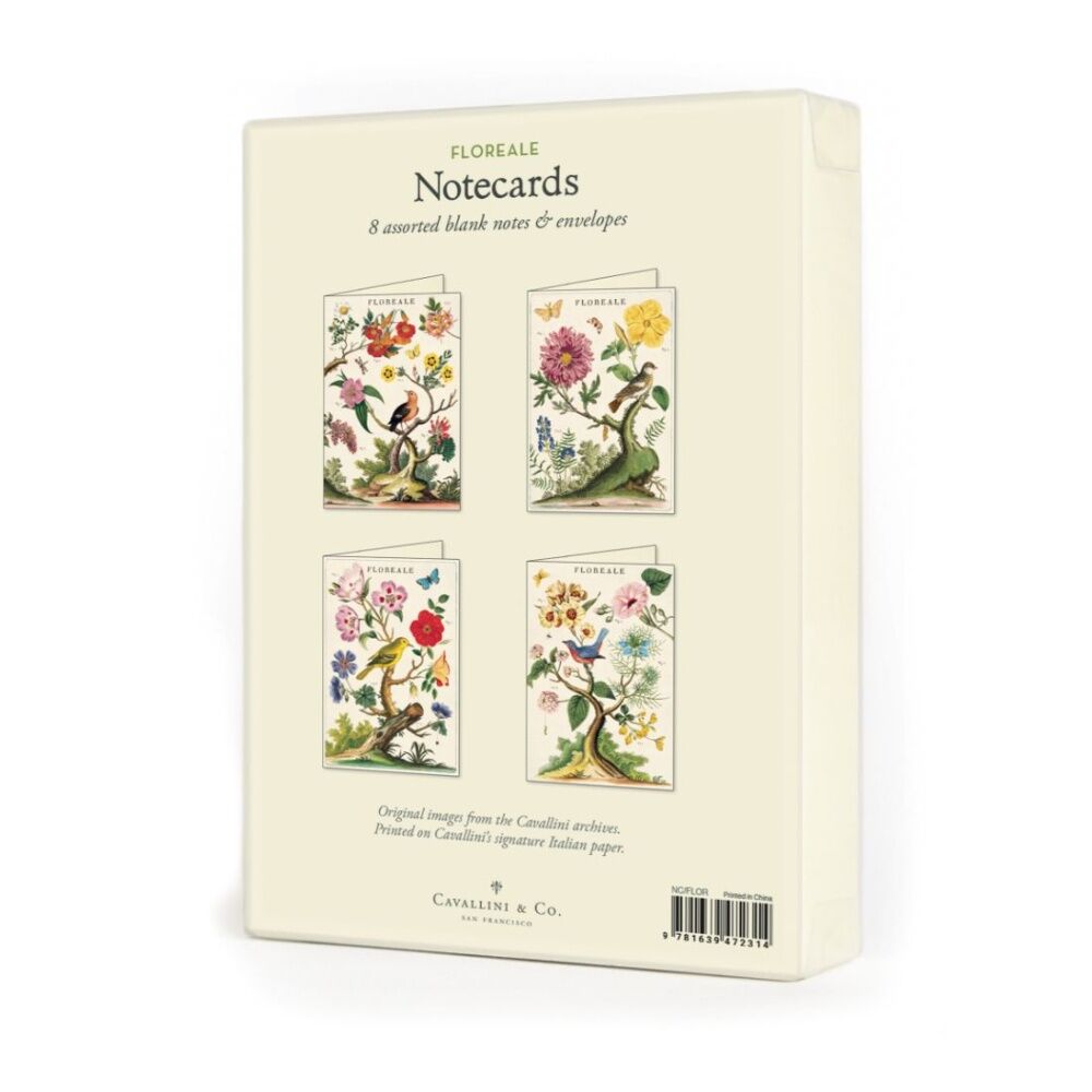 8pc Cavallini Boxed Notecards Floreale Folded Cards Set Assorted