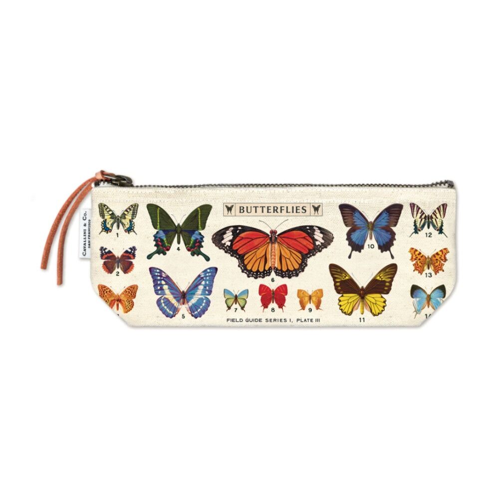 Cavallini Butterflies Mini Zipper Pouch Bag Vintage Artwork Compact