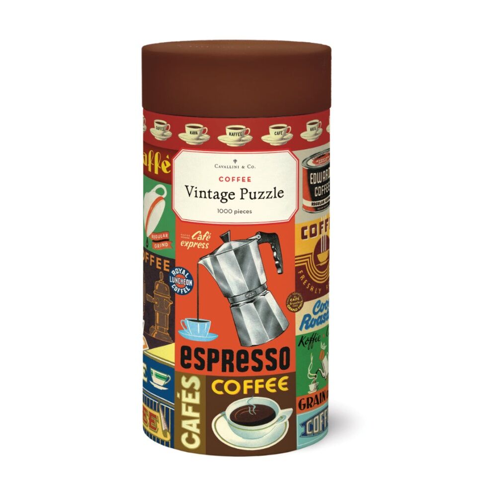 1000pc Cavallini Coffee Puzzle Vintage Retro Espresso Cafe Artwork