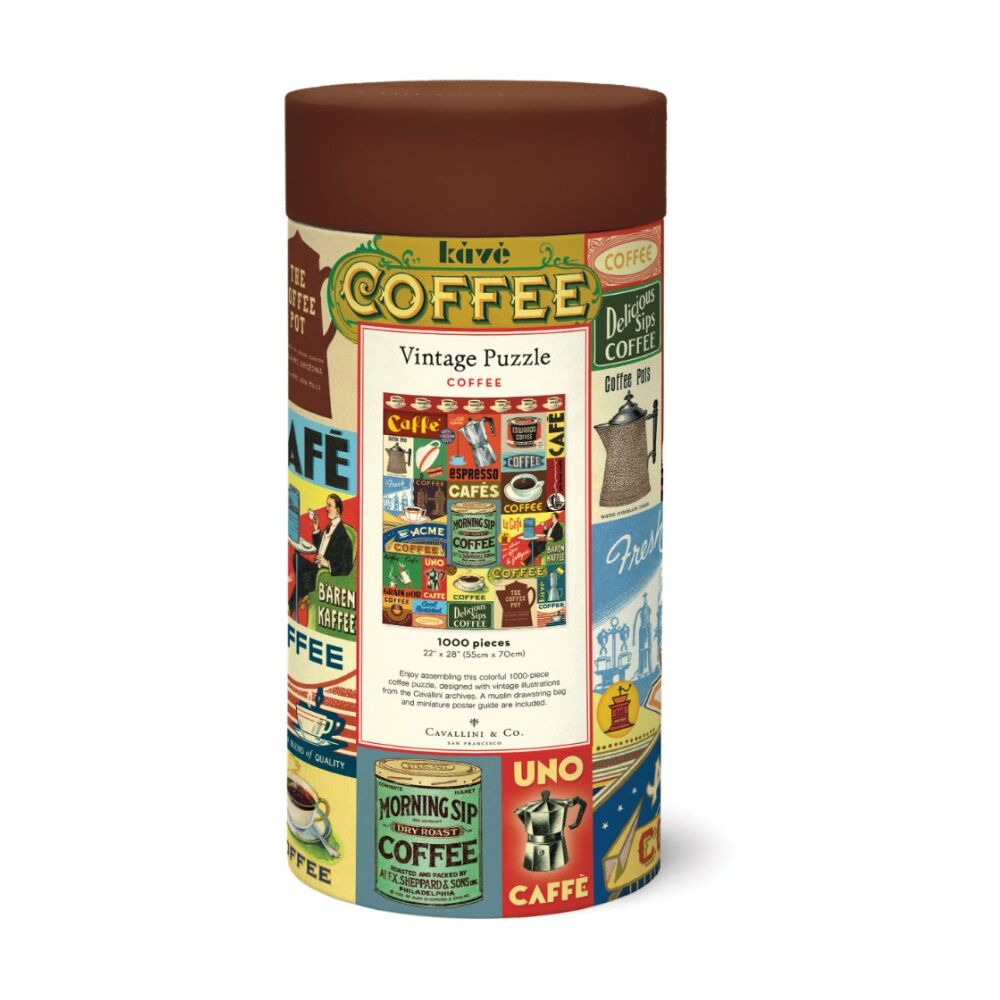 1000pc Cavallini Coffee Puzzle Vintage Retro Espresso Cafe Artwork