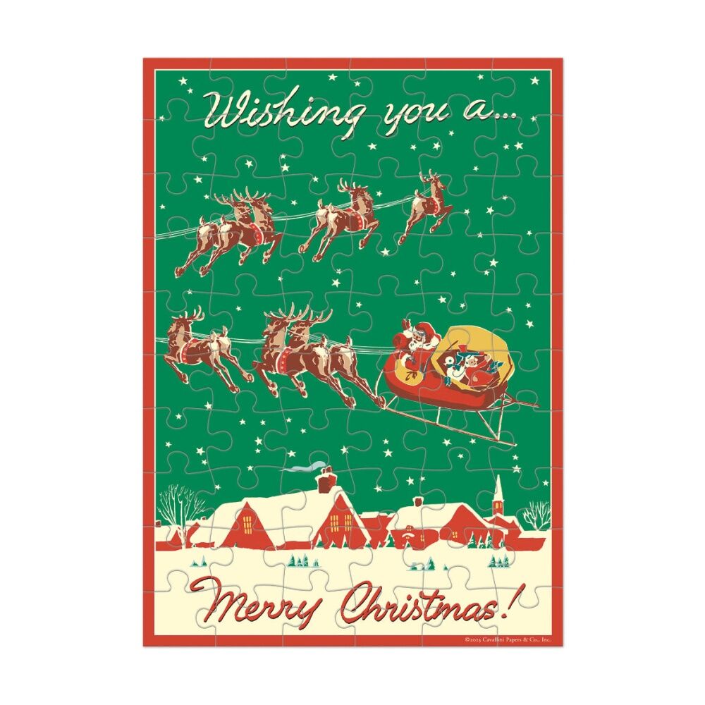 2x Cavallini Greeting Card Design 60pc Puzzle Christmas Vintage Artwork