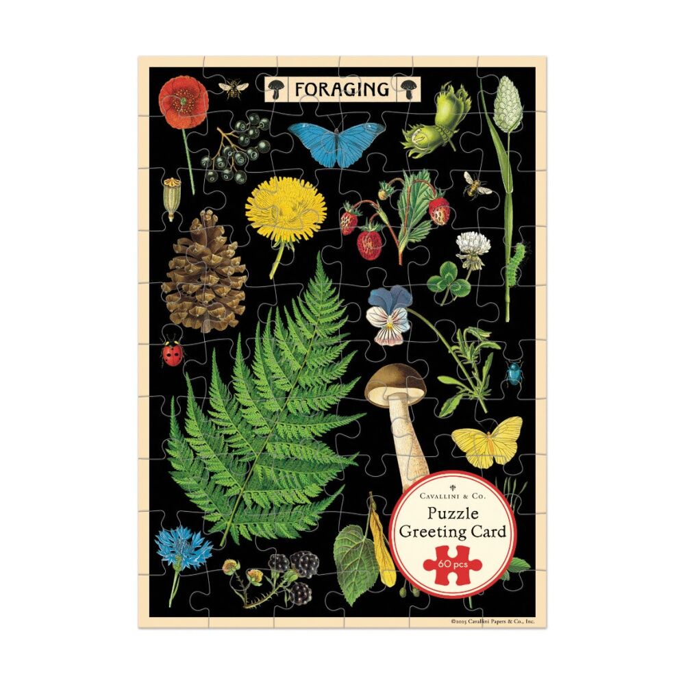 Cavallini Greeting Card Design 60pc Puzzle Forage Vintage Botanical Artwork