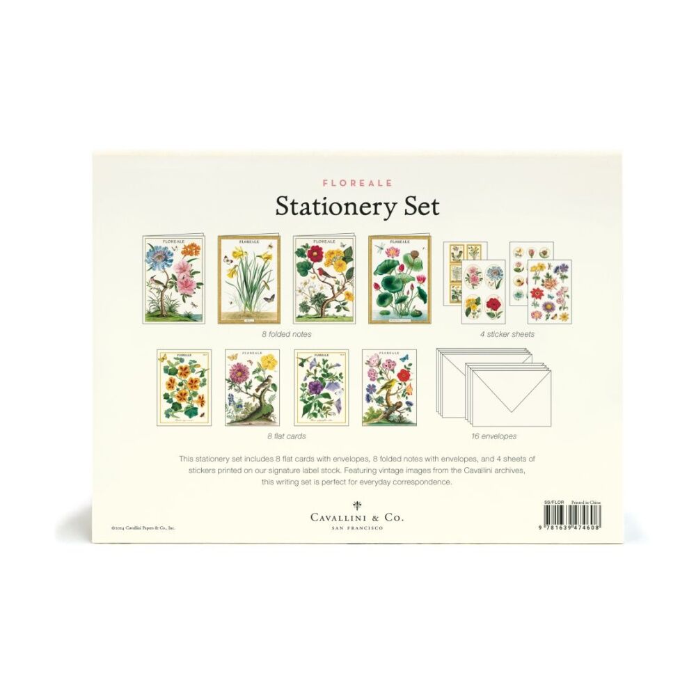 Cavallini Stationery Set Floreale Vintage Floral Cards Notes Stickers