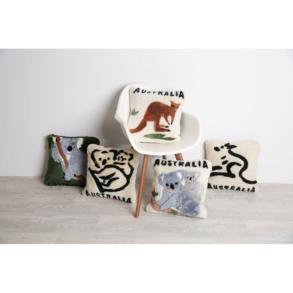 Huxford Grove Shorn Sheepskin Cushion Cover Kangaroo 45x45cm Sahara