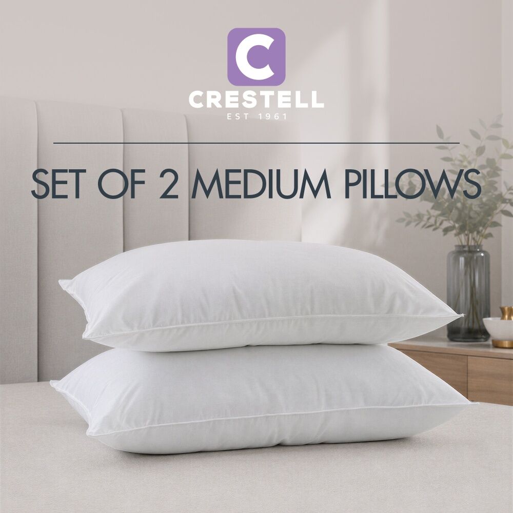 2pc Crestell Easy Wash Allergy Sensitive Pillow Set Medium Support