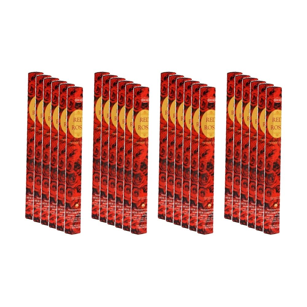 24PK HEM Home Fragrance Scented Smelling Incense Sticks Packet Set Red Rose