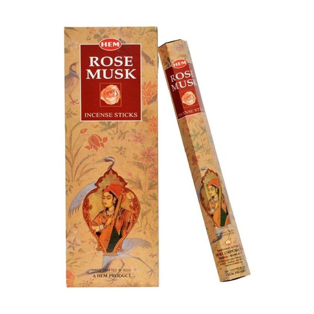 24PK HEM Home Fragrance Scented Smelling Incense Sticks Packet Set Rose Musk