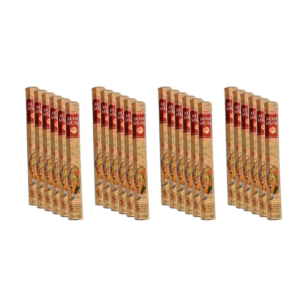 24PK HEM Home Fragrance Scented Smelling Incense Sticks Packet Set Rose Musk