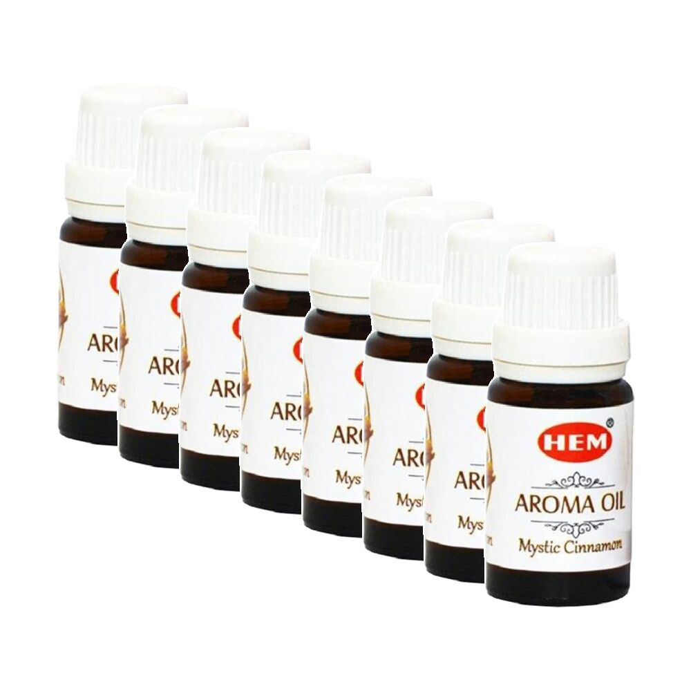 8PK HEM Home Fragrance Scented Smelling Oil Bottle 10ml Mystic Cinnamon