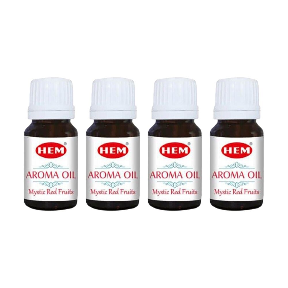 4PK HEM Home Fragrance Scented Smelling Oil Bottle 10ml Mystic Red Fruits