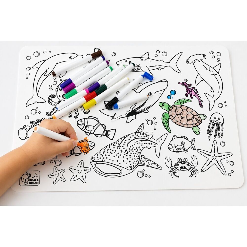 Koala Dream Reusable Silicone Drawing Mat Sea Animals Kids 3y+ 37.5x25.5cm