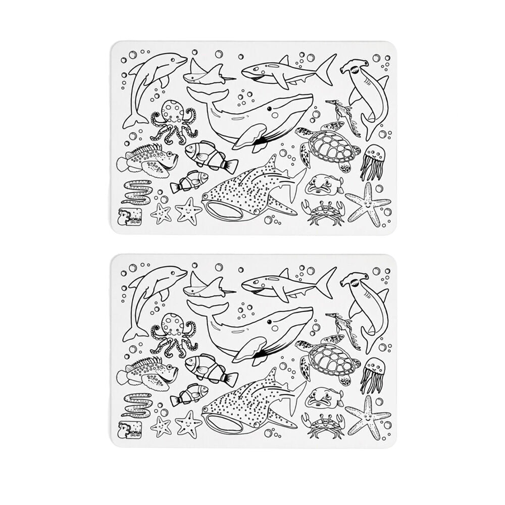 2PK Koala Dream Reusable Silicone Drawing Mat Sea Animals Kids 3y+ 37.5x25.5cm