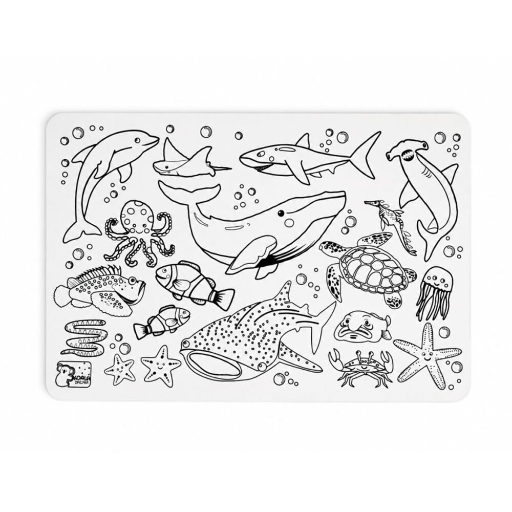 2PK Koala Dream Reusable Silicone Drawing Mat Sea Animals Kids 3y+ 37.5x25.5cm