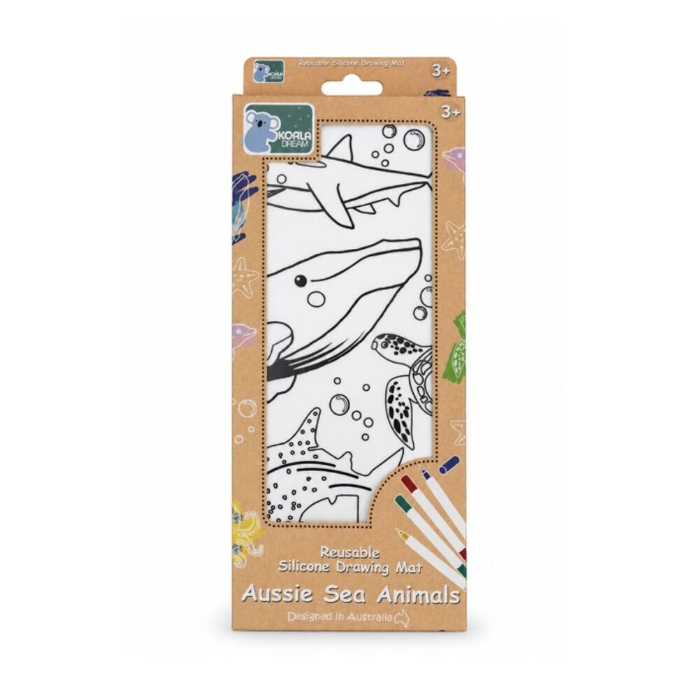 2PK Koala Dream Reusable Silicone Drawing Mat Sea Animals Kids 3y+ 37.5x25.5cm