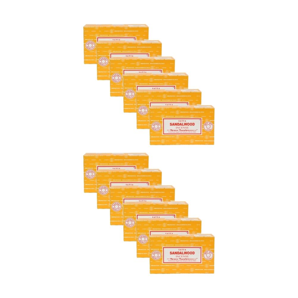 12PK Satya Home Fragrance Scented Incense Sticks Packet Set 15gm Sandalwood