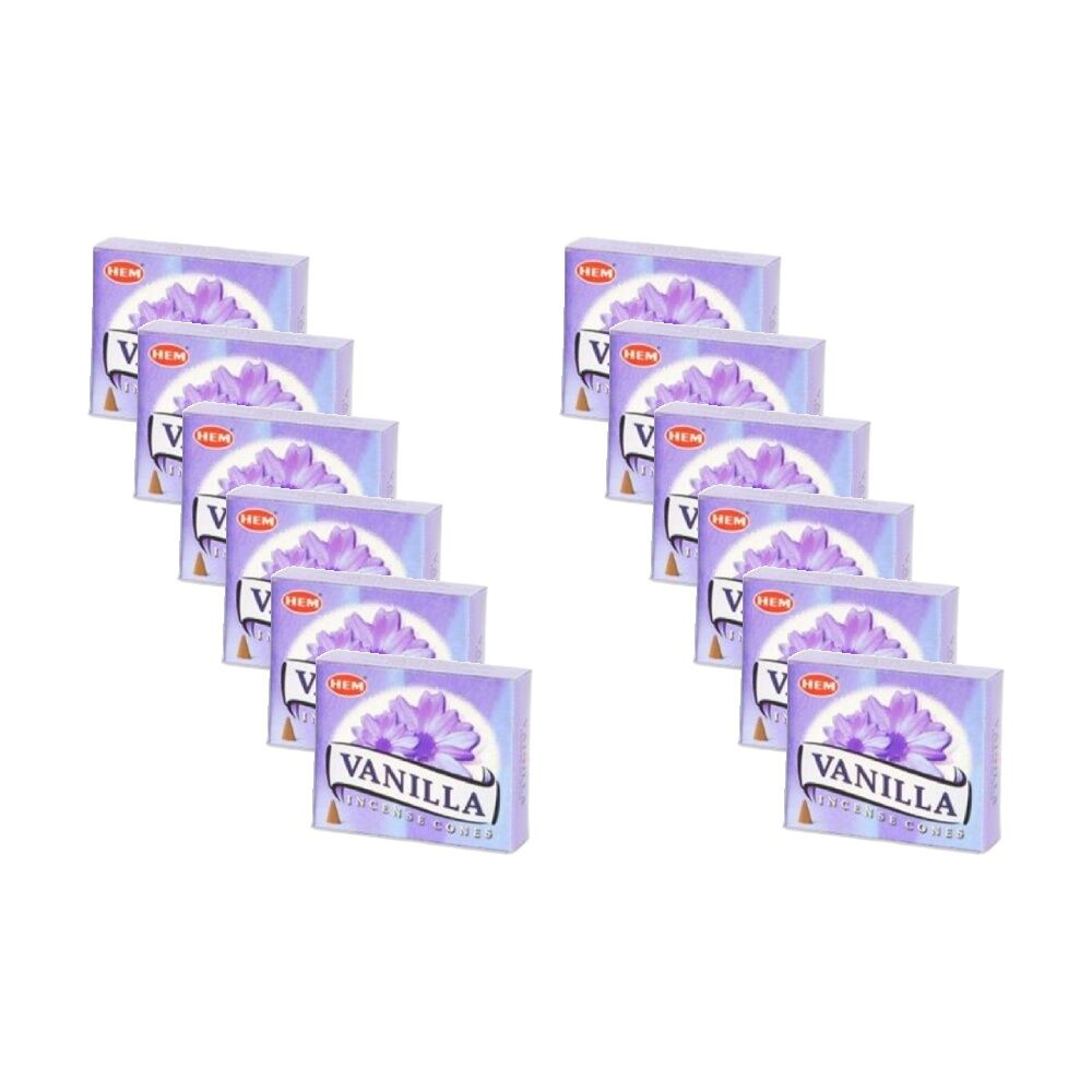 12x 10pc HEM Home Fragrance Scented Incense Cones Packet Set Vanilla