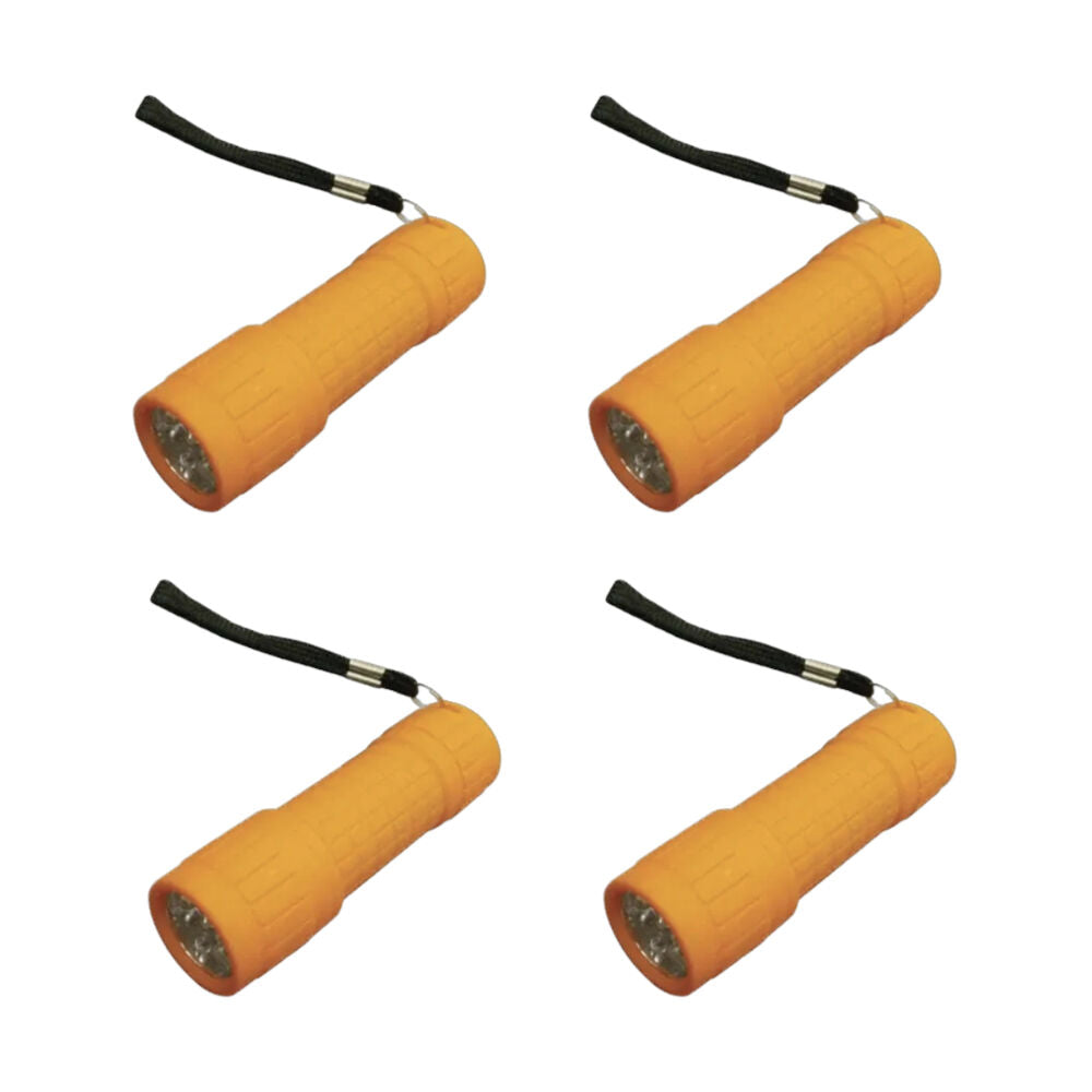 4PK Wildtrak Handy Torch 9x3cm Compact LED Light Batteries Included Assorted