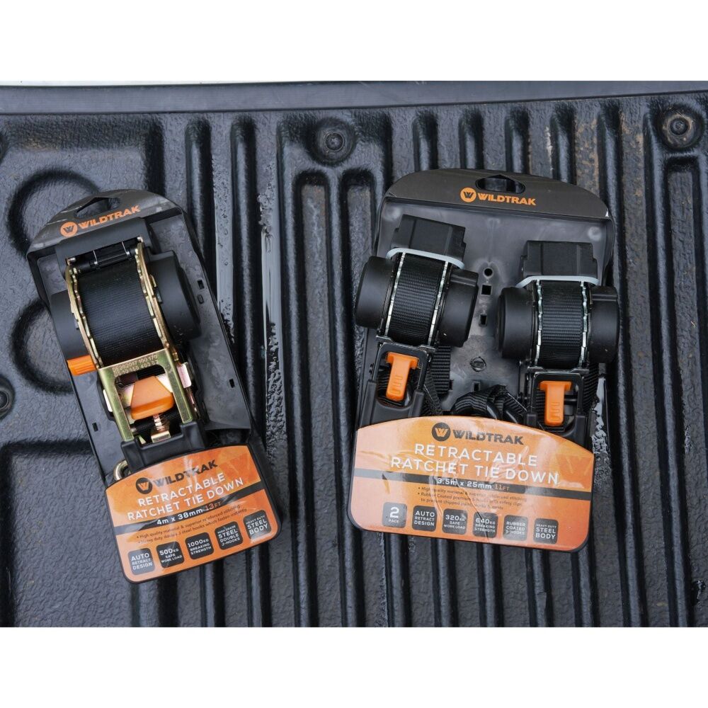 Wildtrak Heavy-Duty Retractable Ratchet Tie Down Strap 4m x 38mm