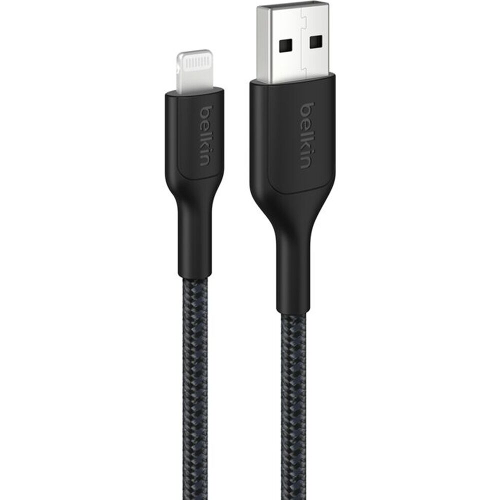 2PK Belkin BoostCharge MFi-Certified USB-A to Lightning Charging Cable 1m Black