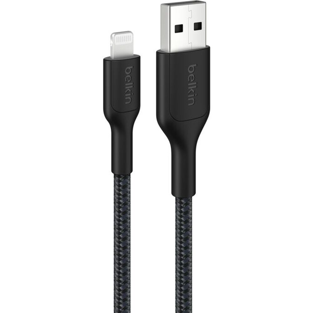 2PK Belkin BoostCharge MFi-Certified USB-A to Lightning Charging Cable 2m Black
