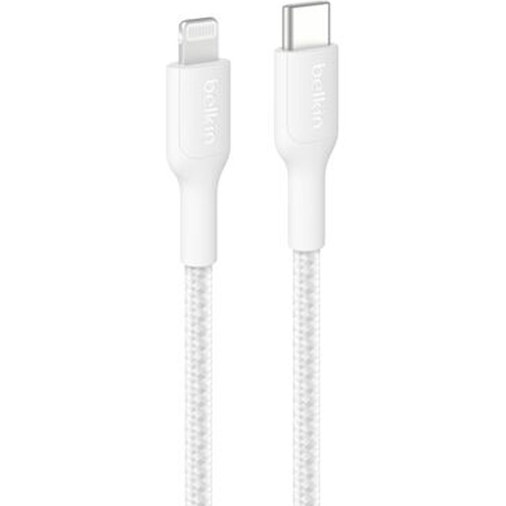 2PK Belkin BoostCharge MFi-Certified USB-C to Lightning Charging Cable 1m White