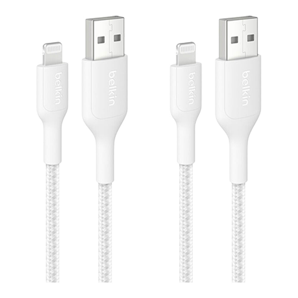2PK Belkin BoostCharge MFi-Certified USB-C to Lightning Charging Cable 2m White