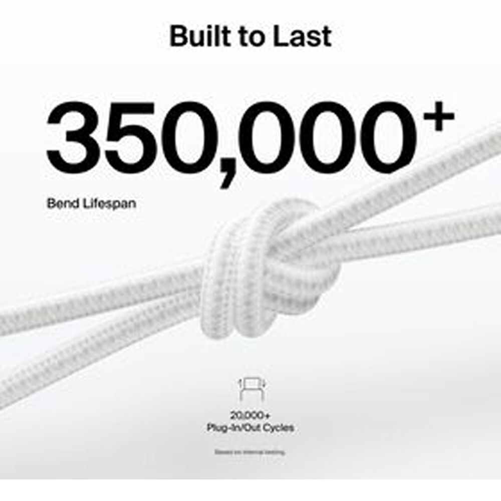 2PK Belkin BoostCharge Pro Braided USB-A to USB-C Charging Cable 2m White