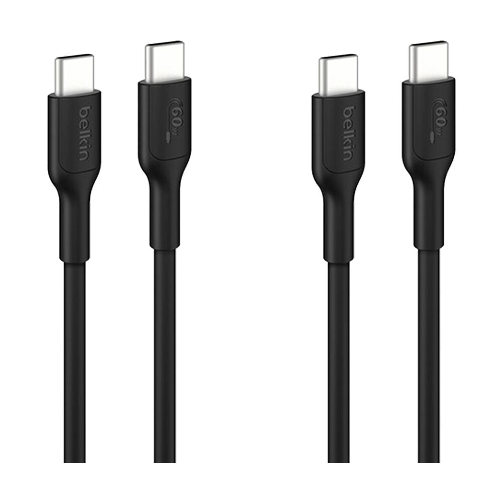 2PK Belkin BoostCharge USB-C to C 60W Charge Cable Universally Compatible 1m Blk