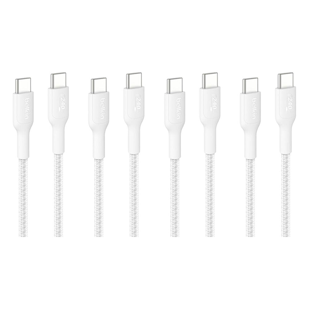 4PK Belkin BoostCharge Pro 240W Braided USB-C to C Charging Cable 1m White