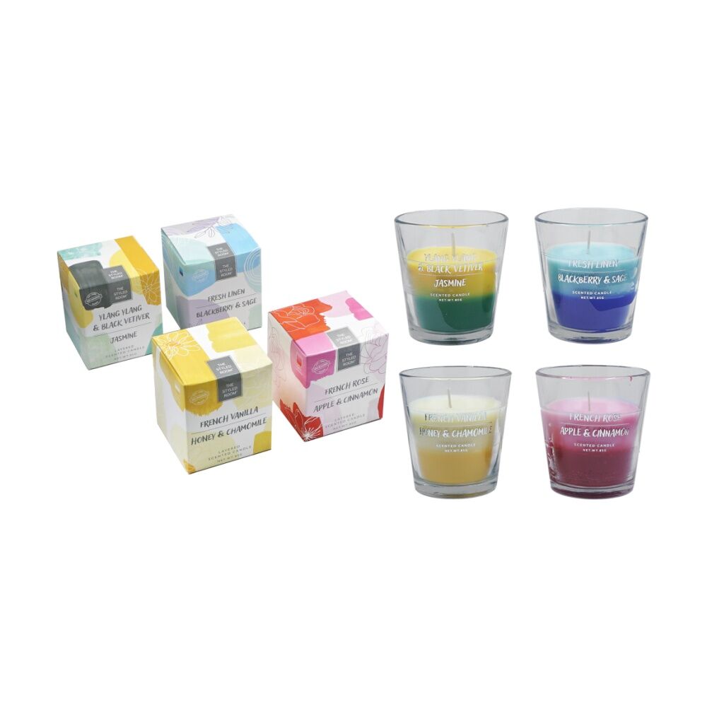 12PK The Styled Room Double Layer Scented Candle Home Fragrance 85gm Assorted