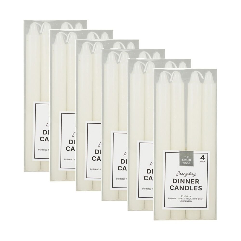 6x 4pc The Styled Room Unscented Dinner Candles Set Home Fragrance Assorted