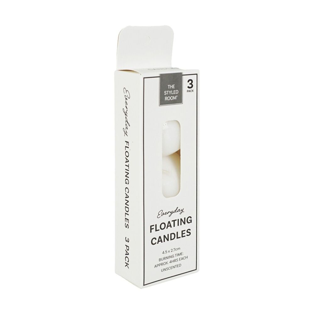 12x 3pc The Styled Room Unscented Floating Candles Set Home Fragrance White