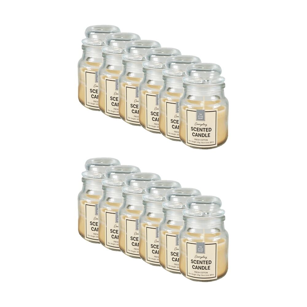 12PK The Styled Room 28 Hour Scented Candle Jar W/ Lid Home Fragrance Assorted