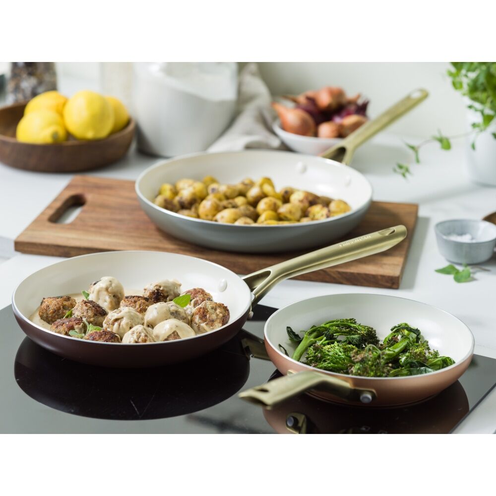3pc GreenPan Ceramic Non-Stick Shades Frypan Kitchen Cooking Tool Set Terra